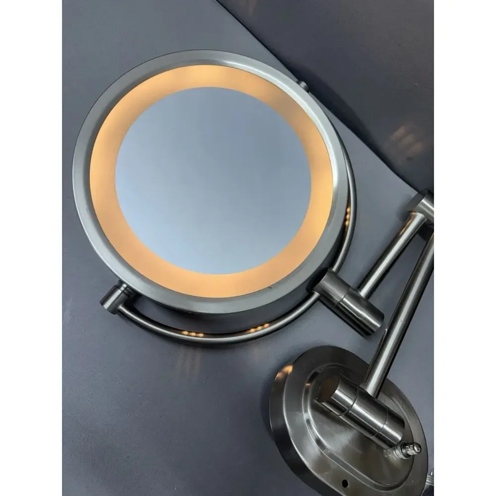 JERDON Wall-Mounted Magnifiying Makeup Mirror with Lights HL65N - Nickel